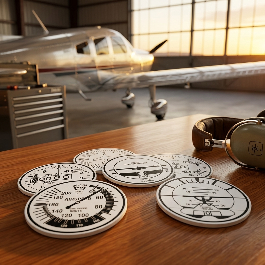 Aviation Instrument Six-Pack Coaster Set