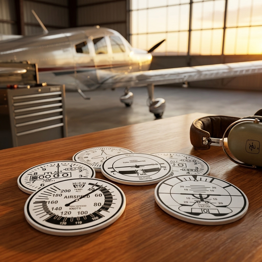 Aviation Instrument Six-Pack Coaster Set