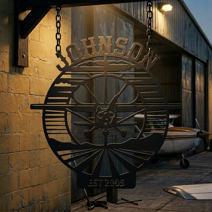 Johnson Airplane Metal Sign