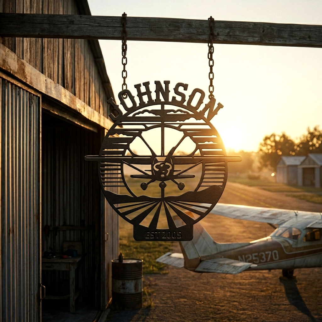 Johnson Airplane Metal Sign