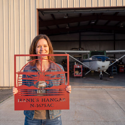 Personalized Pilot Hangar Metal Sign