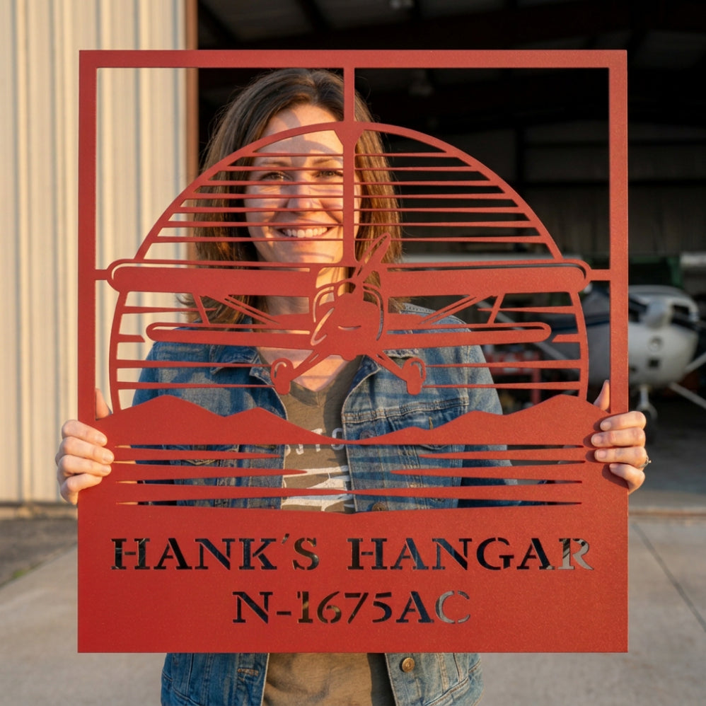 Personalized Pilot Hangar Metal Sign
