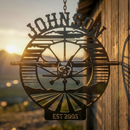 Johnson Airplane Metal Sign