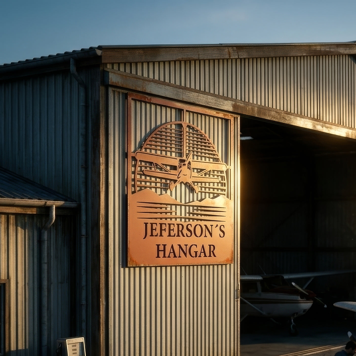 Personalized Pilot Hangar Metal Sign