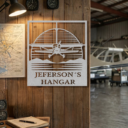 Personalized Pilot Hangar Metal Sign