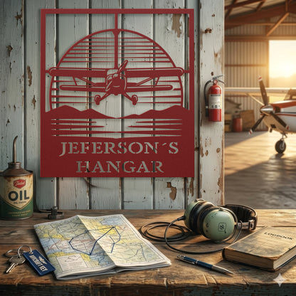 Personalized Pilot Hangar Metal Sign