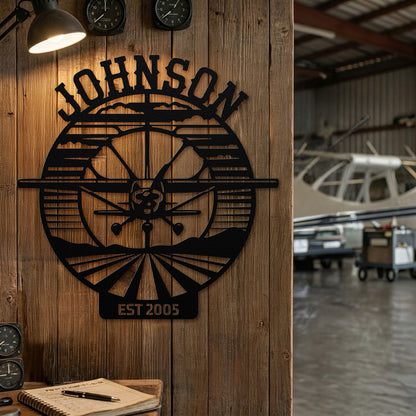 Johnson Airplane Metal Sign