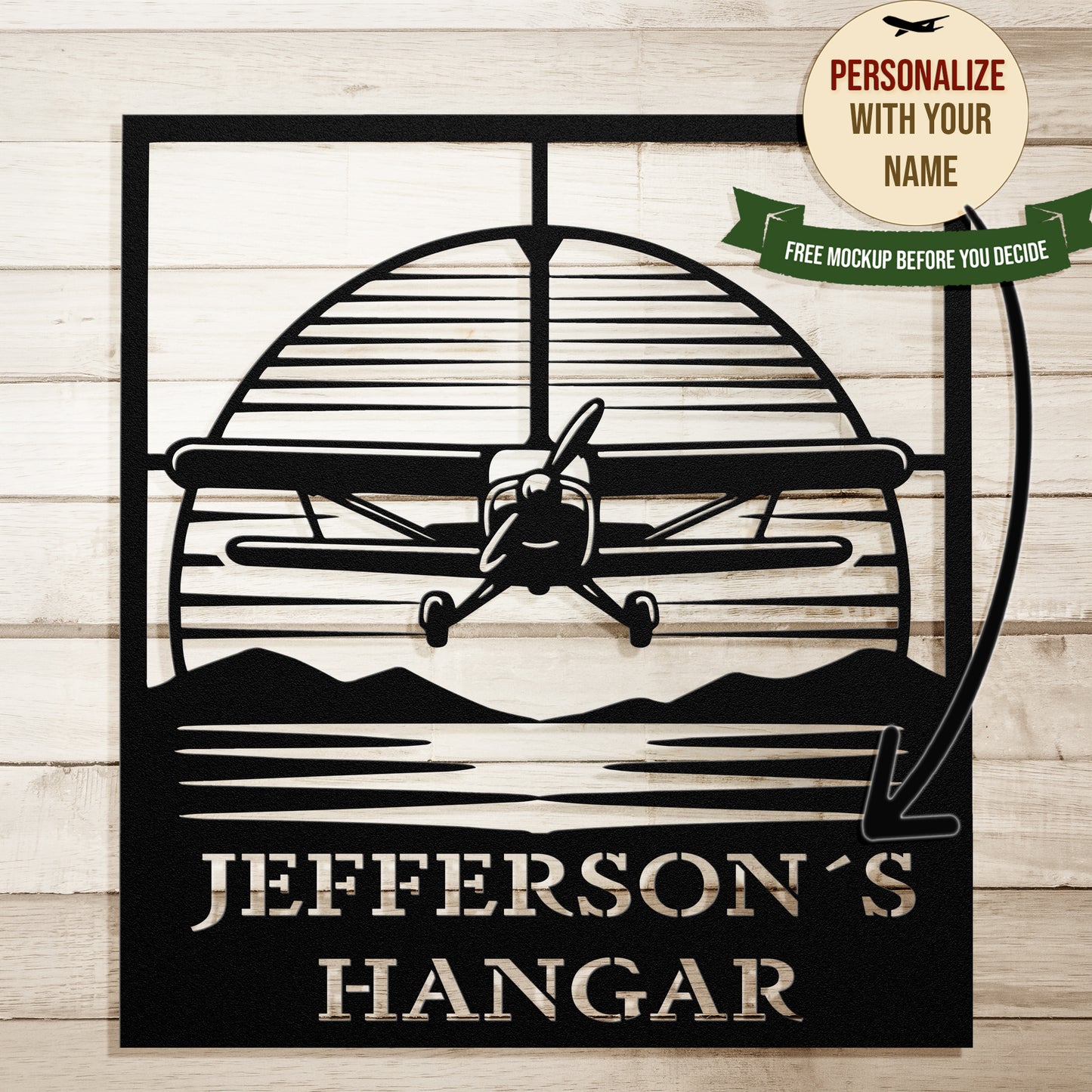 Personalized Pilot Hangar Metal Sign