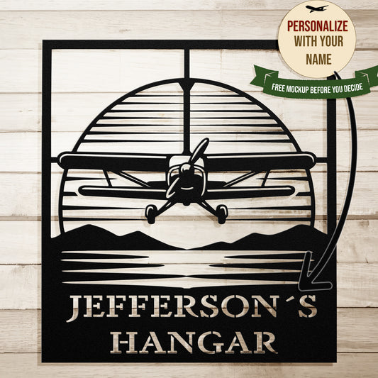 Personalized Pilot Hangar Metal Sign