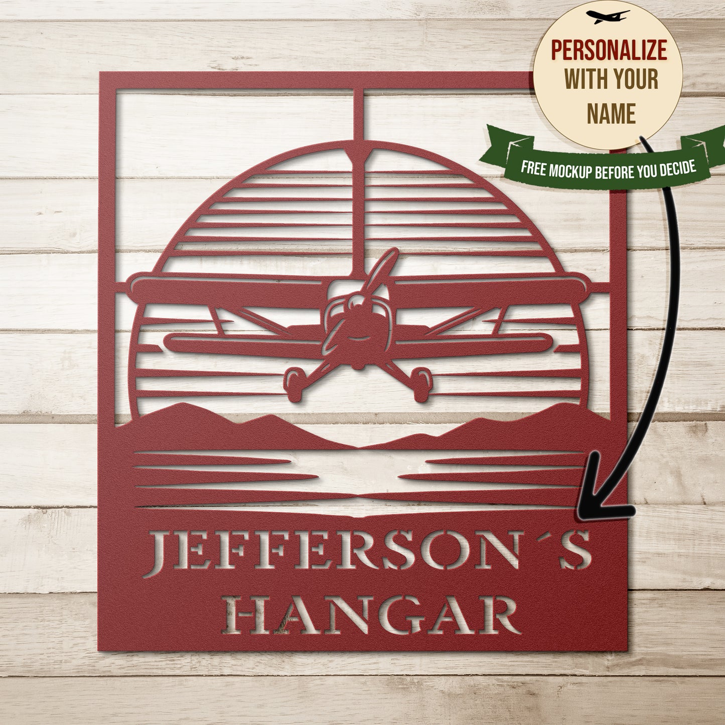 Personalized Pilot Hangar Metal Sign