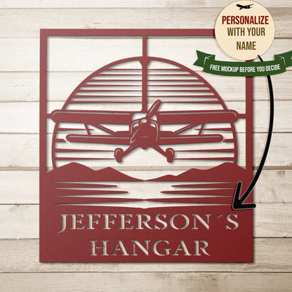 Personalized Pilot Hangar Metal Sign